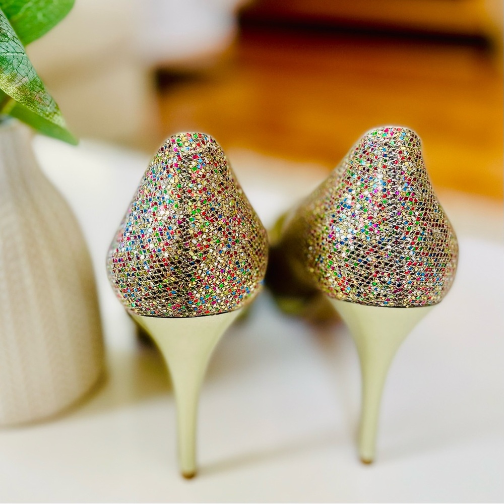 Nine West Multicolor Glitter Platform Pumps | Size 8.5 | Sparkly Party Heels